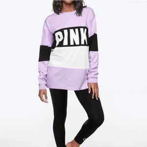 Victoria’s Secret Pink cotton colorblock long sleeve campus tee oversized top